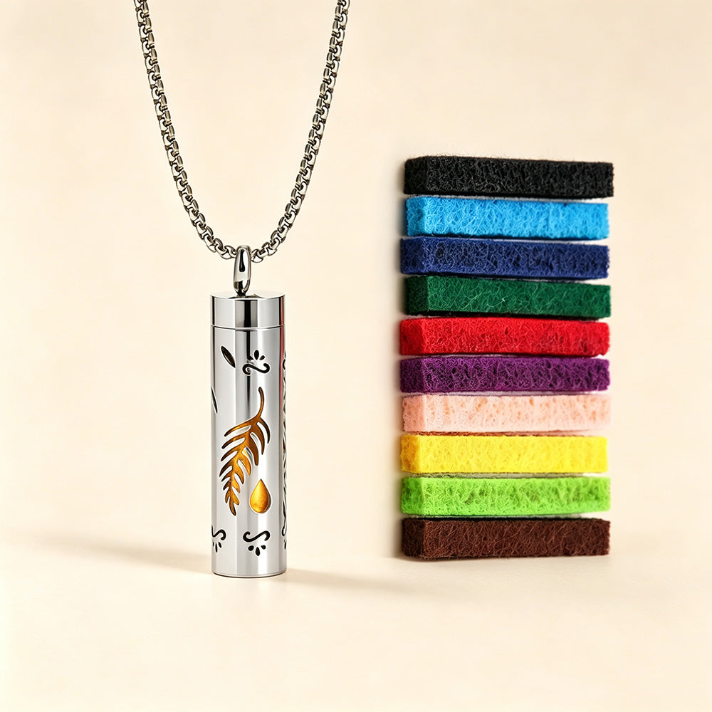 Perfume Diffuser Necklace | 316L Stainless Steel Aromatherapy Pendant with Refillable Scent Pad