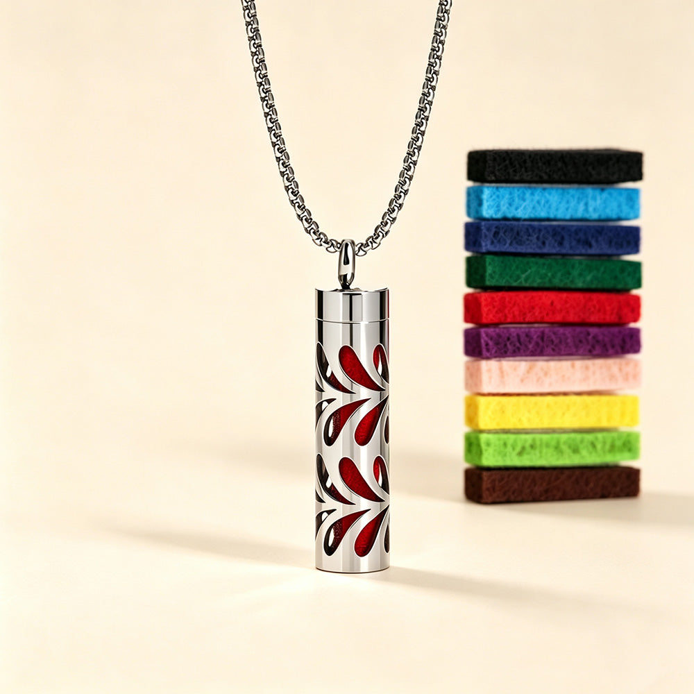 Perfume Diffuser Necklace | 316L Stainless Steel Aromatherapy Pendant with Refillable Scent Pad