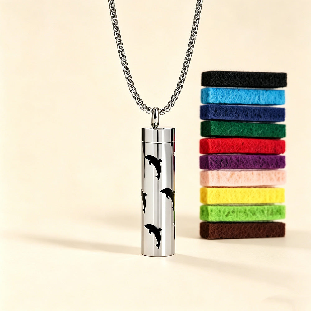 Perfume Diffuser Necklace | 316L Stainless Steel Aromatherapy Pendant with Refillable Scent Pad
