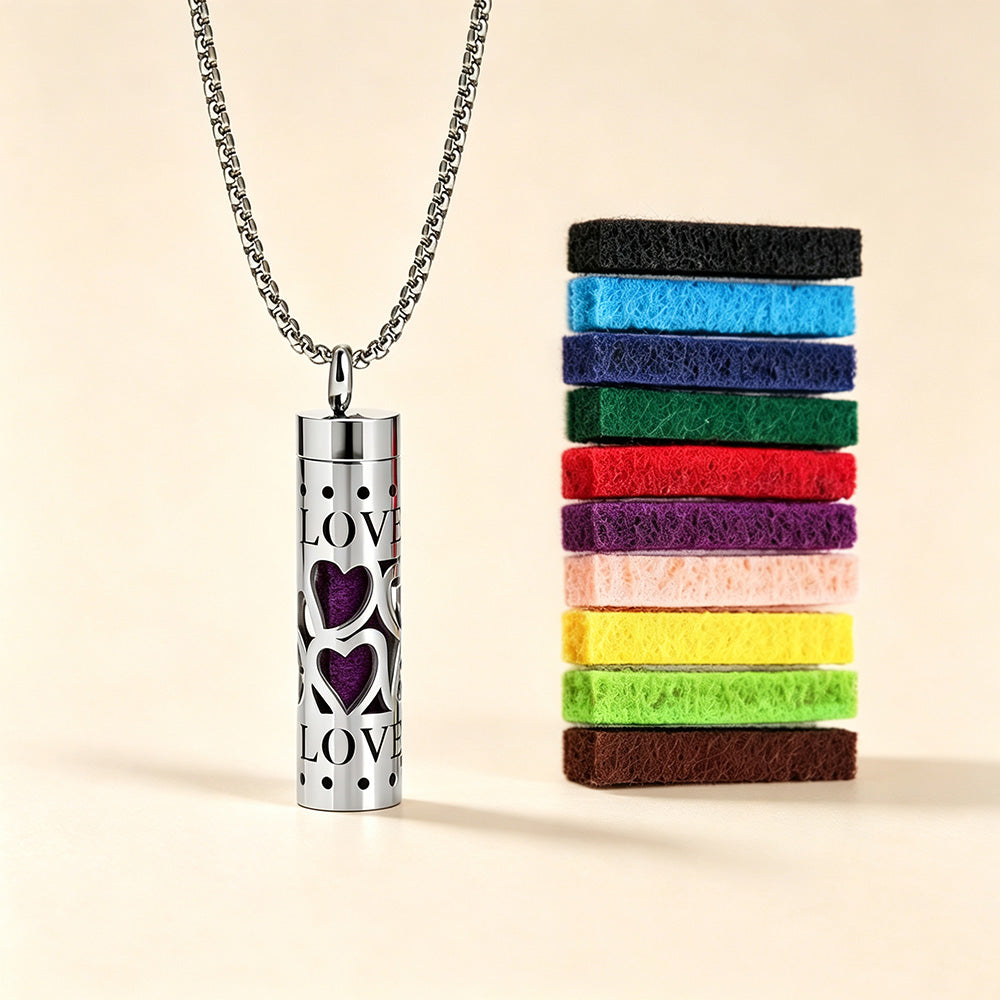 Perfume Diffuser Necklace | 316L Stainless Steel Aromatherapy Pendant with Refillable Scent Pad