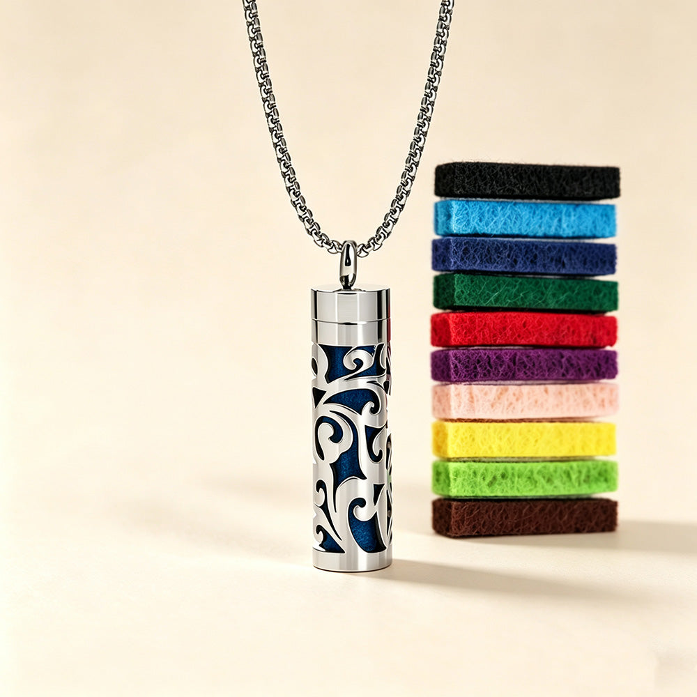 Perfume Diffuser Necklace | 316L Stainless Steel Aromatherapy Pendant with Refillable Scent Pad