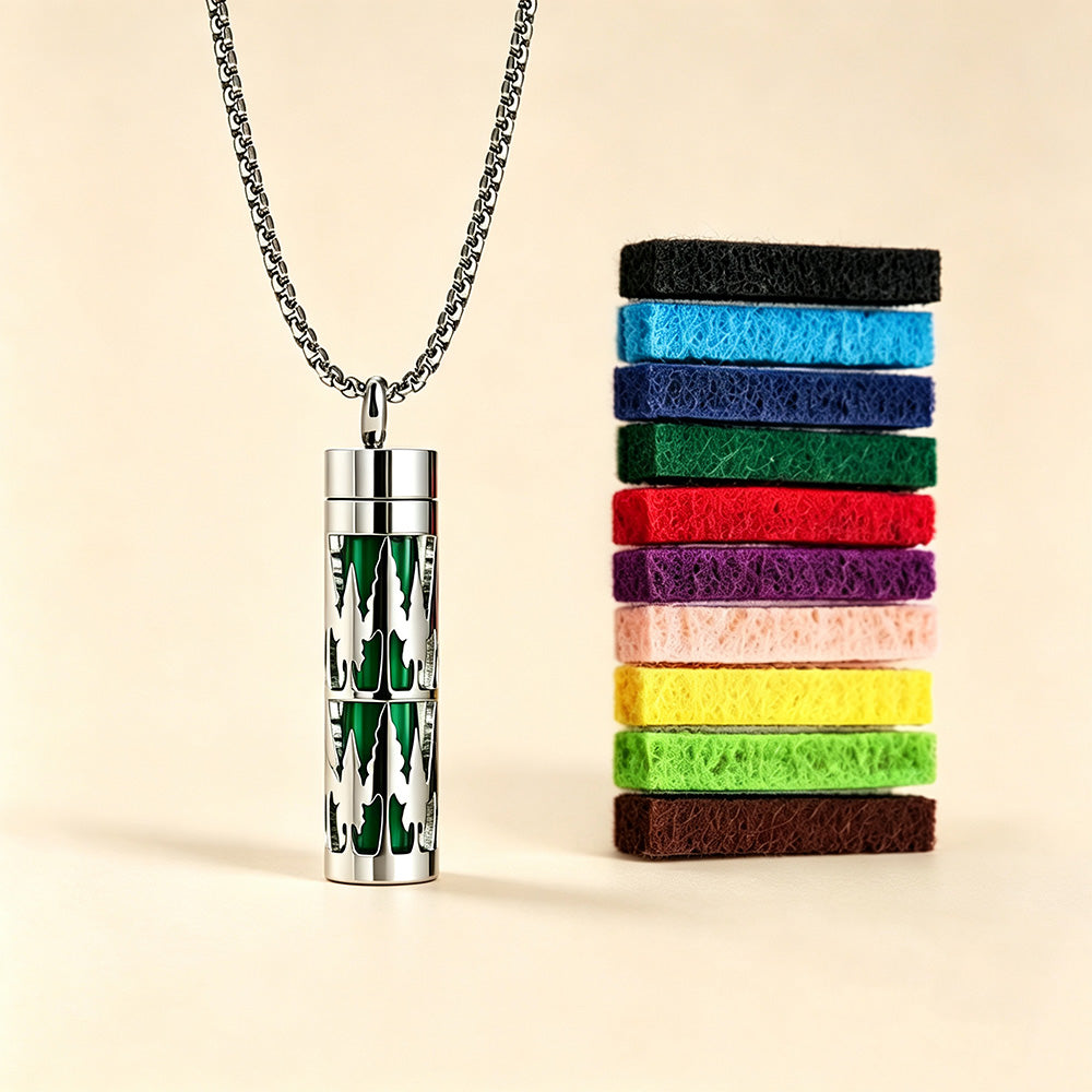 Perfume Diffuser Necklace | 316L Stainless Steel Aromatherapy Pendant with Refillable Scent Pad