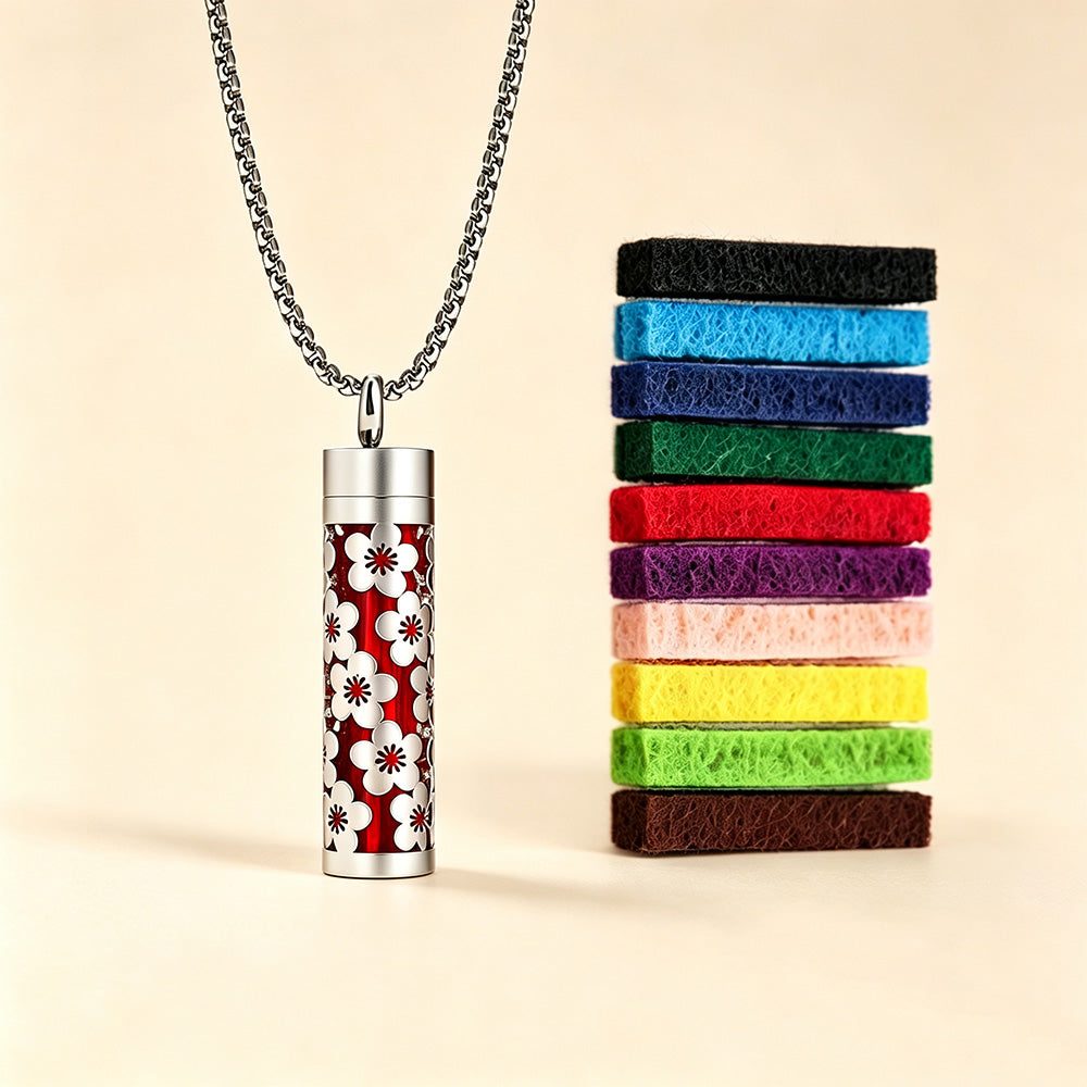 Perfume Diffuser Necklace | 316L Stainless Steel Aromatherapy Pendant with Refillable Scent Pad
