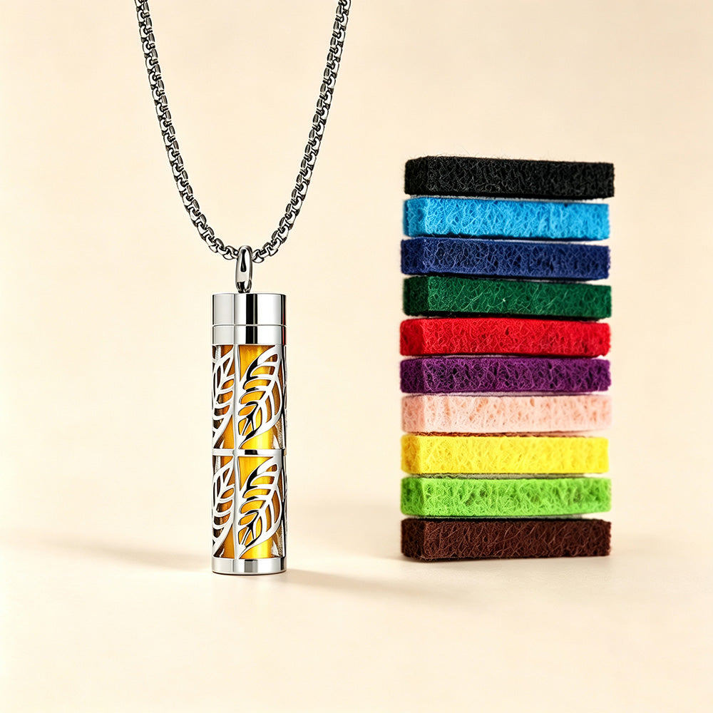 Perfume Diffuser Necklace | 316L Stainless Steel Aromatherapy Pendant with Refillable Scent Pad