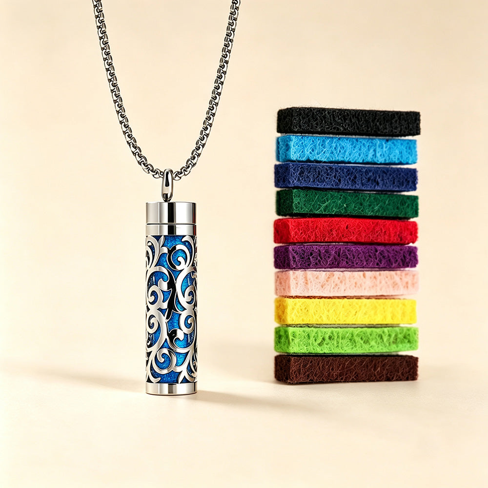 Perfume Diffuser Necklace | 316L Stainless Steel Aromatherapy Pendant with Refillable Scent Pad