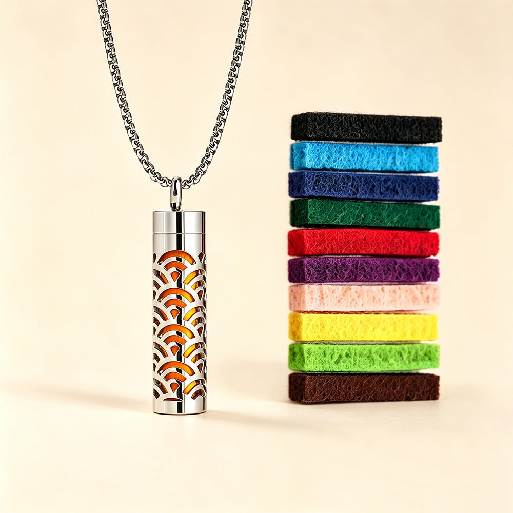 Perfume Diffuser Necklace | 316L Stainless Steel Aromatherapy Pendant with Refillable Scent Pad