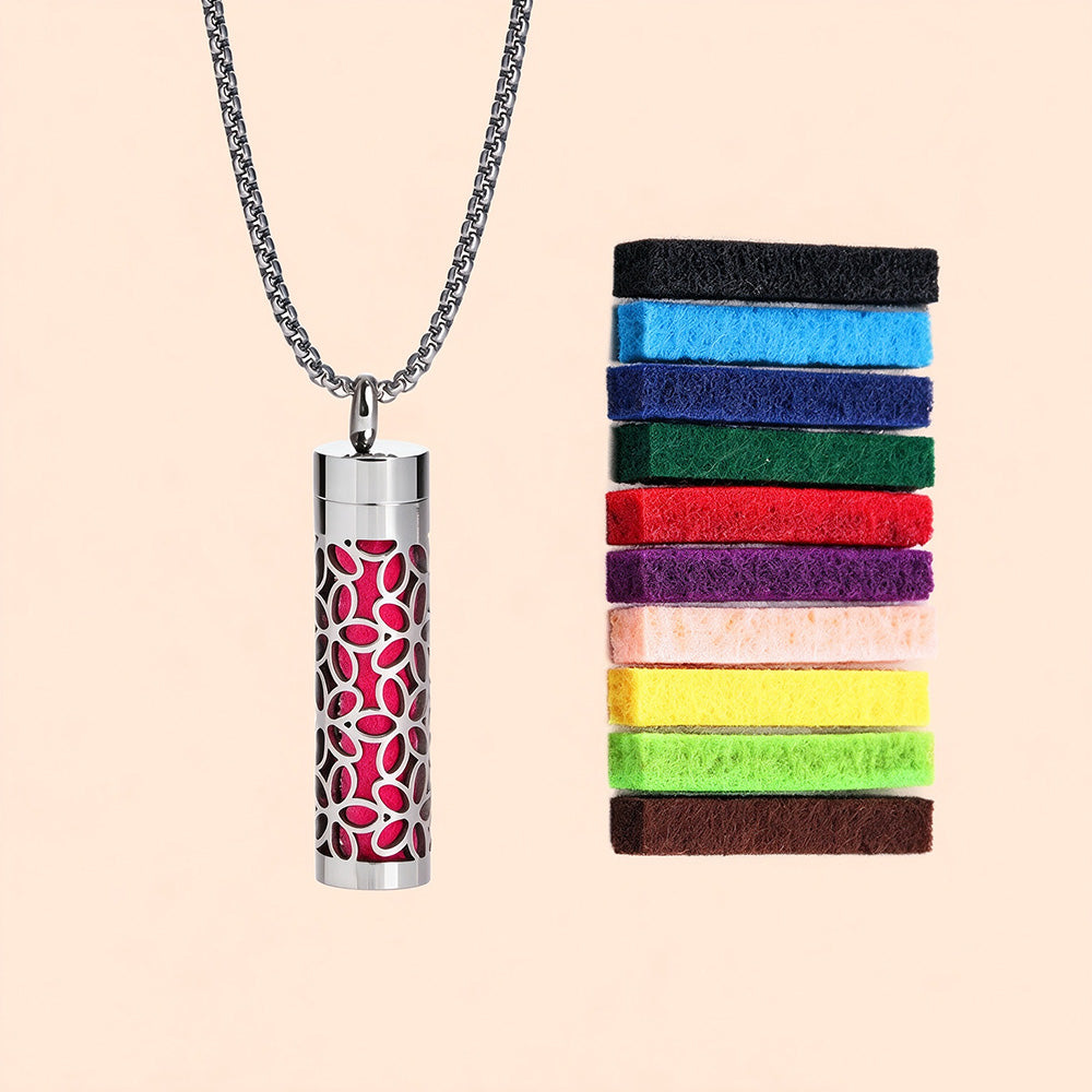 Perfume Diffuser Necklace | 316L Stainless Steel Aromatherapy Pendant with Refillable Scent Pad