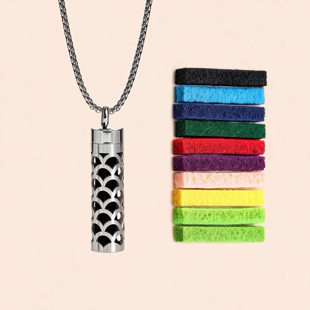 Perfume Diffuser Necklace | 316L Stainless Steel Aromatherapy Pendant with Refillable Scent Pad