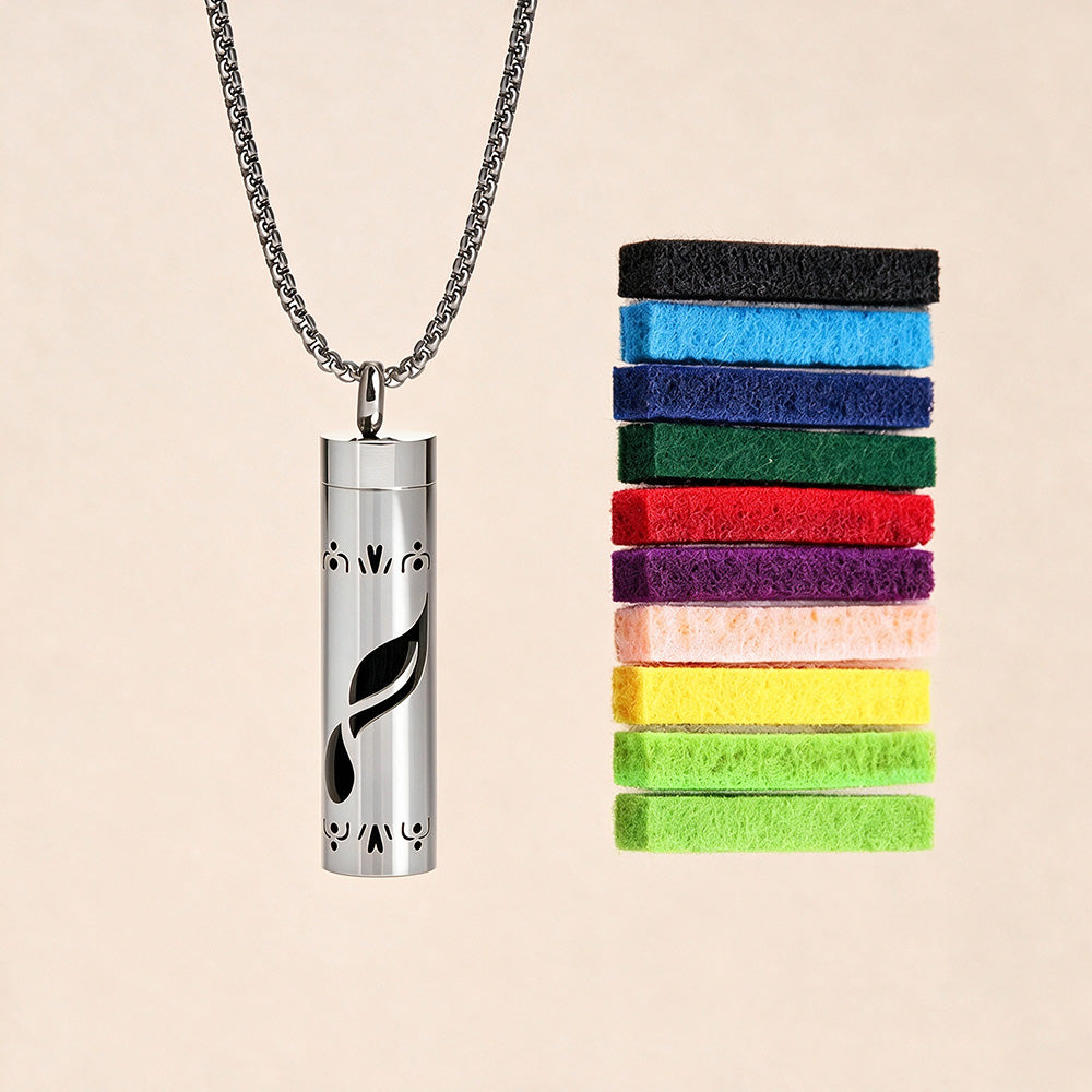 Perfume Diffuser Necklace | 316L Stainless Steel Aromatherapy Pendant with Refillable Scent Pad