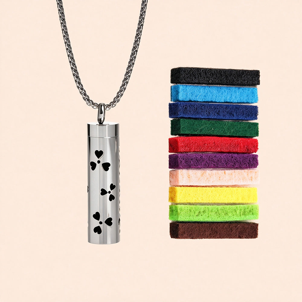 Perfume Diffuser Necklace | 316L Stainless Steel Aromatherapy Pendant with Refillable Scent Pad