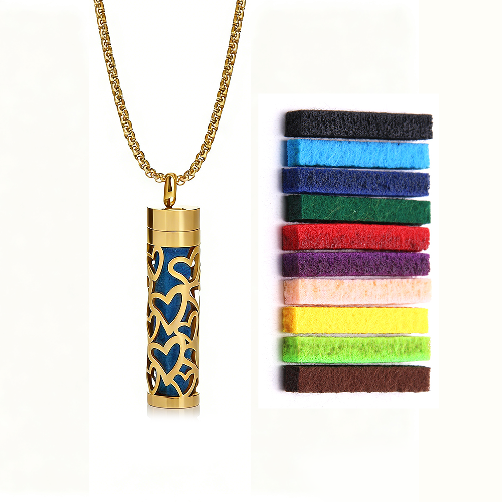 Gold Aromatherapy Necklace | Refillable Perfume Diffuser Pendant in 316L Stainless Steel