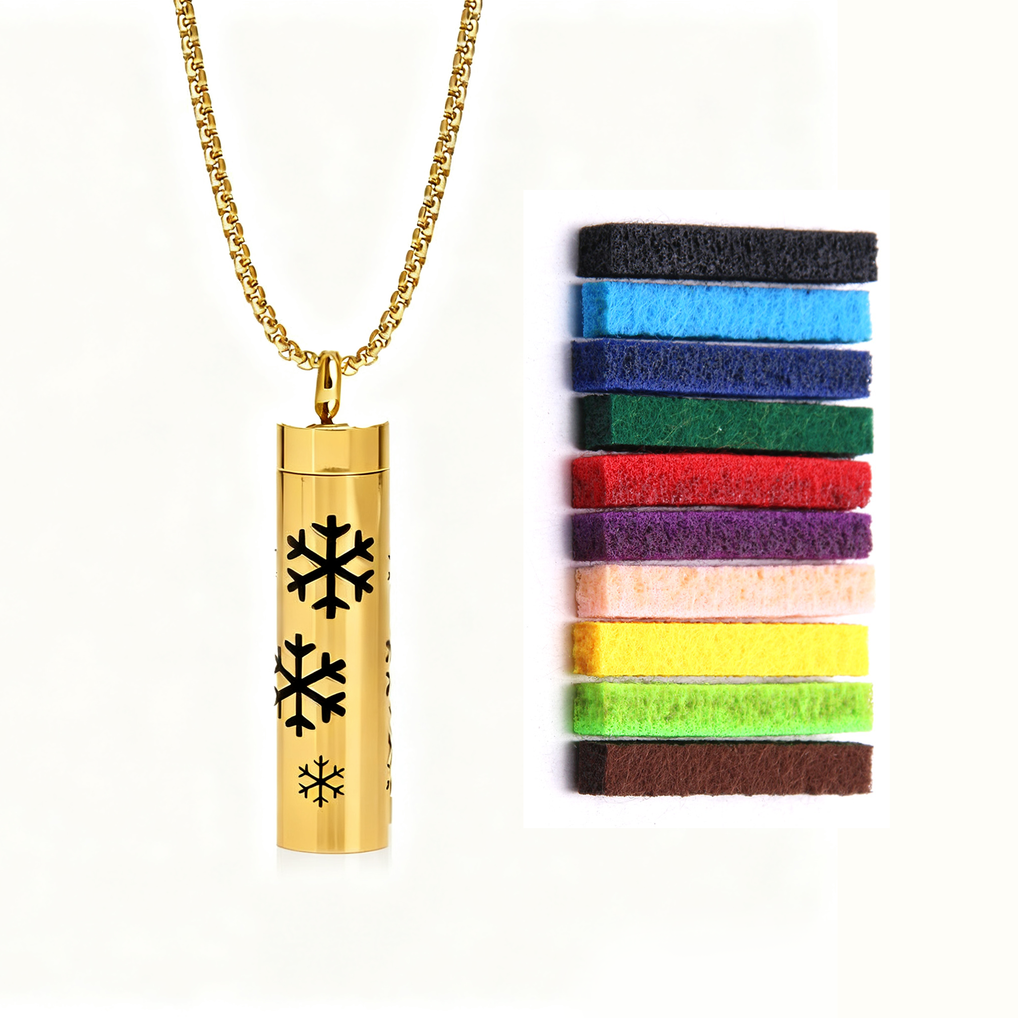 Gold Aromatherapy Necklace | Refillable Perfume Diffuser Pendant in 316L Stainless Steel