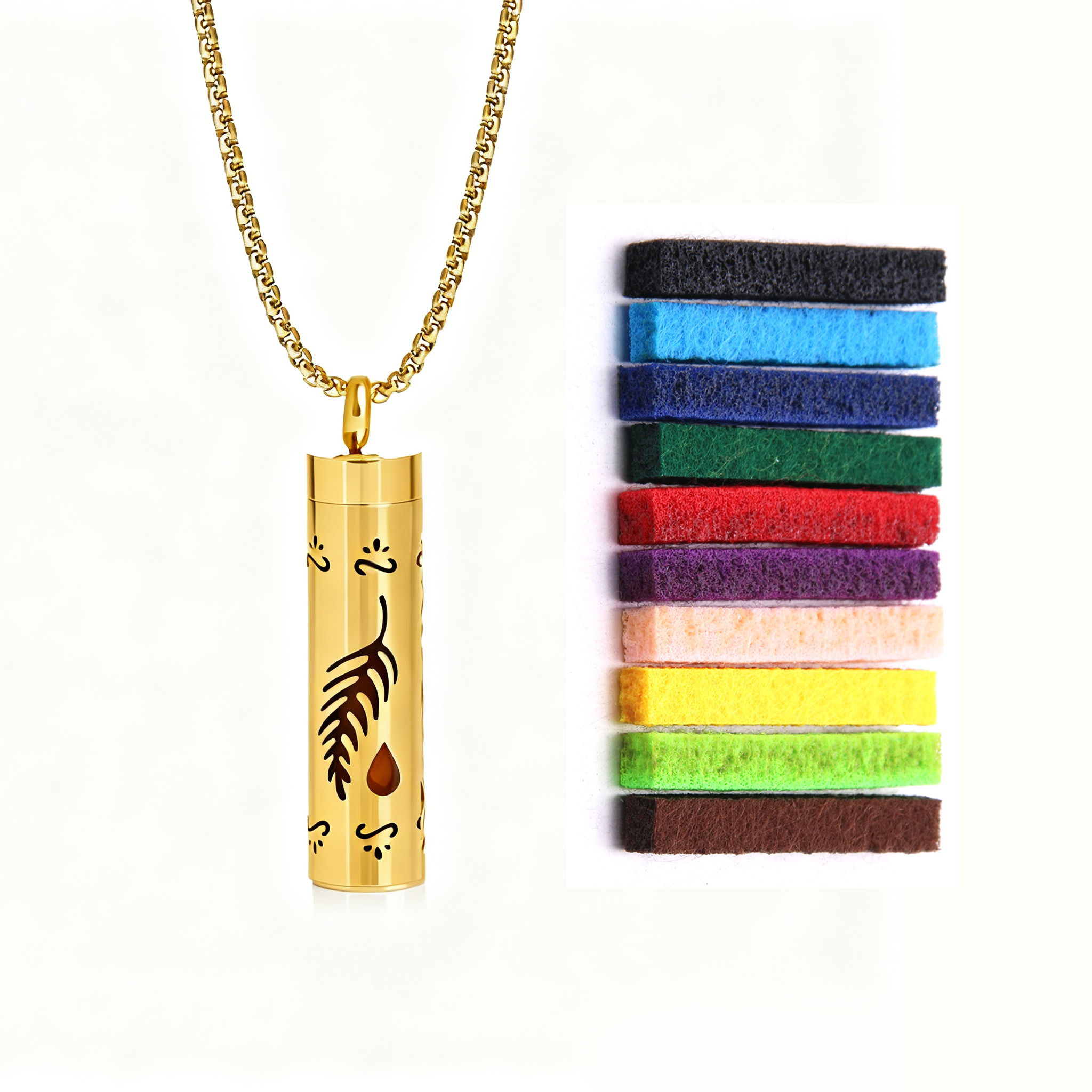 Gold Aromatherapy Necklace | Refillable Perfume Diffuser Pendant in 316L Stainless Steel