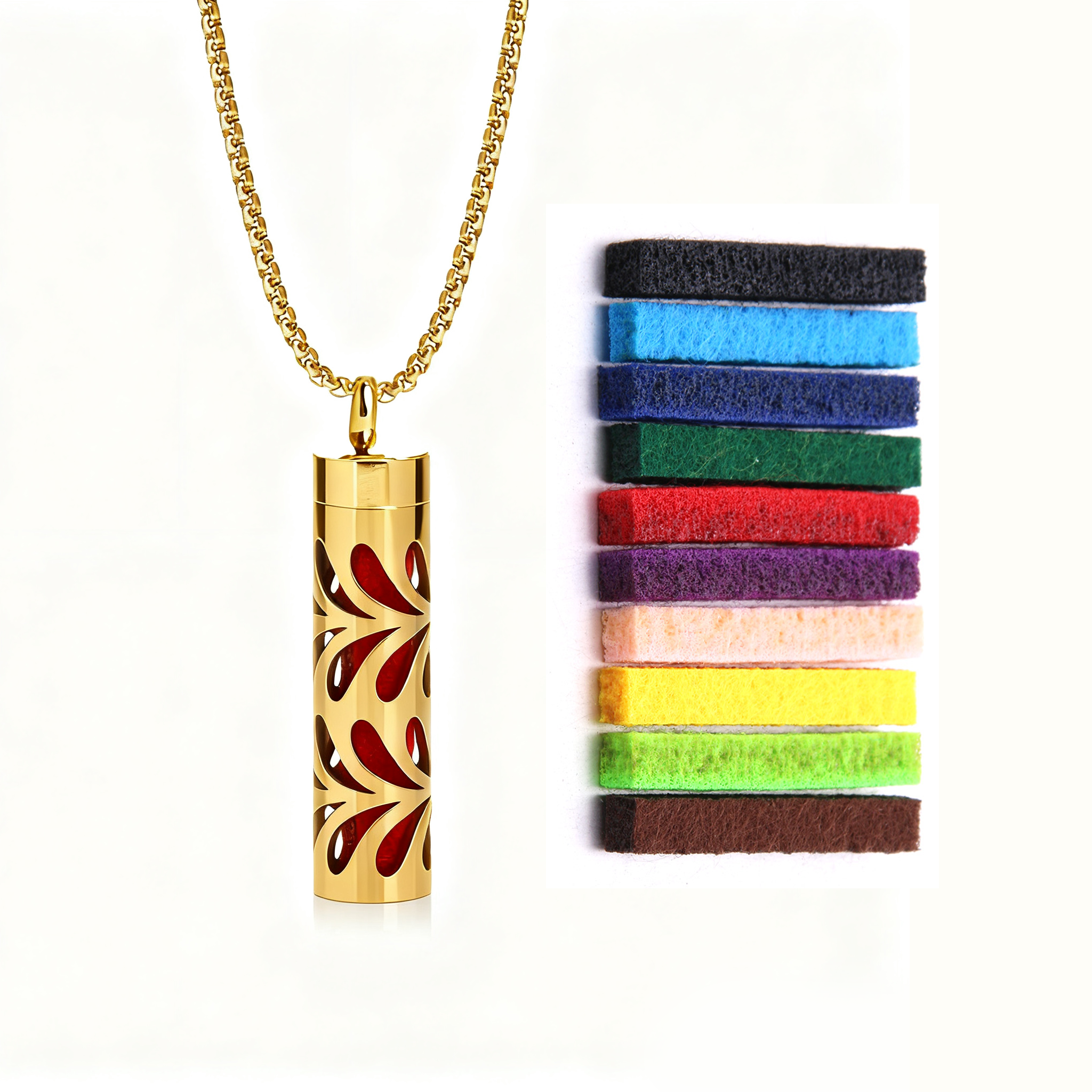 Gold Aromatherapy Necklace | Refillable Perfume Diffuser Pendant in 316L Stainless Steel