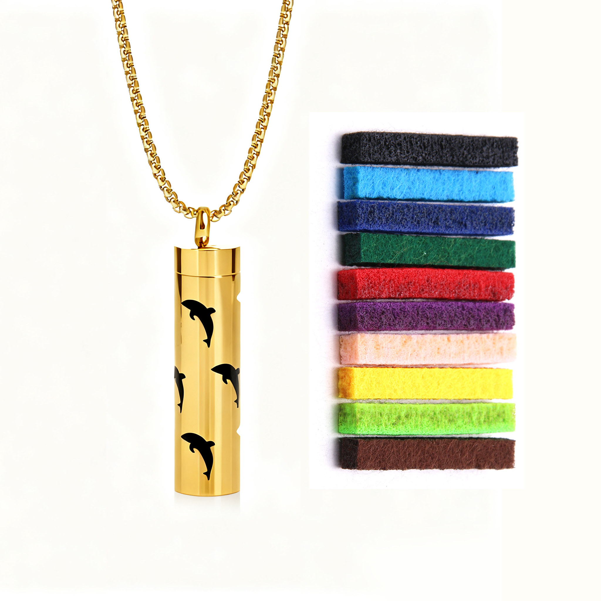 Gold Aromatherapy Necklace | Refillable Perfume Diffuser Pendant in 316L Stainless Steel