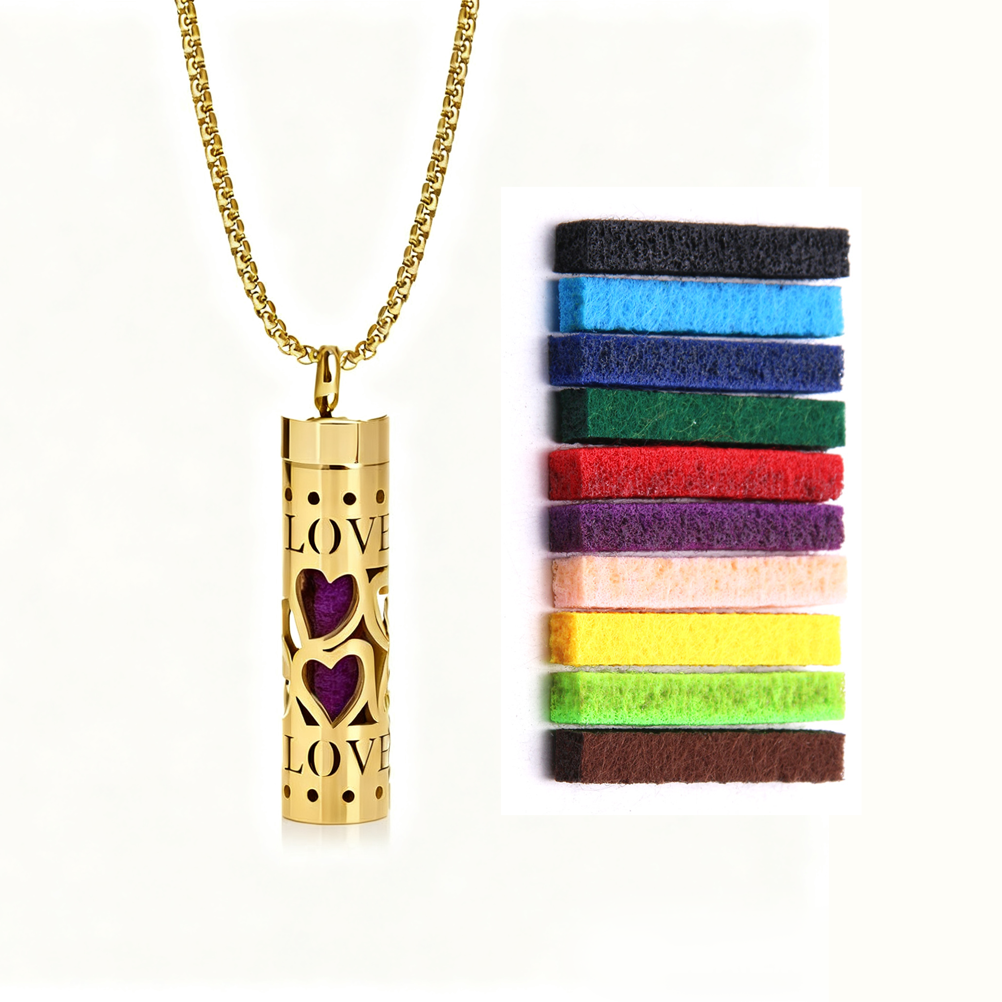 Gold Aromatherapy Necklace | Refillable Perfume Diffuser Pendant in 316L Stainless Steel