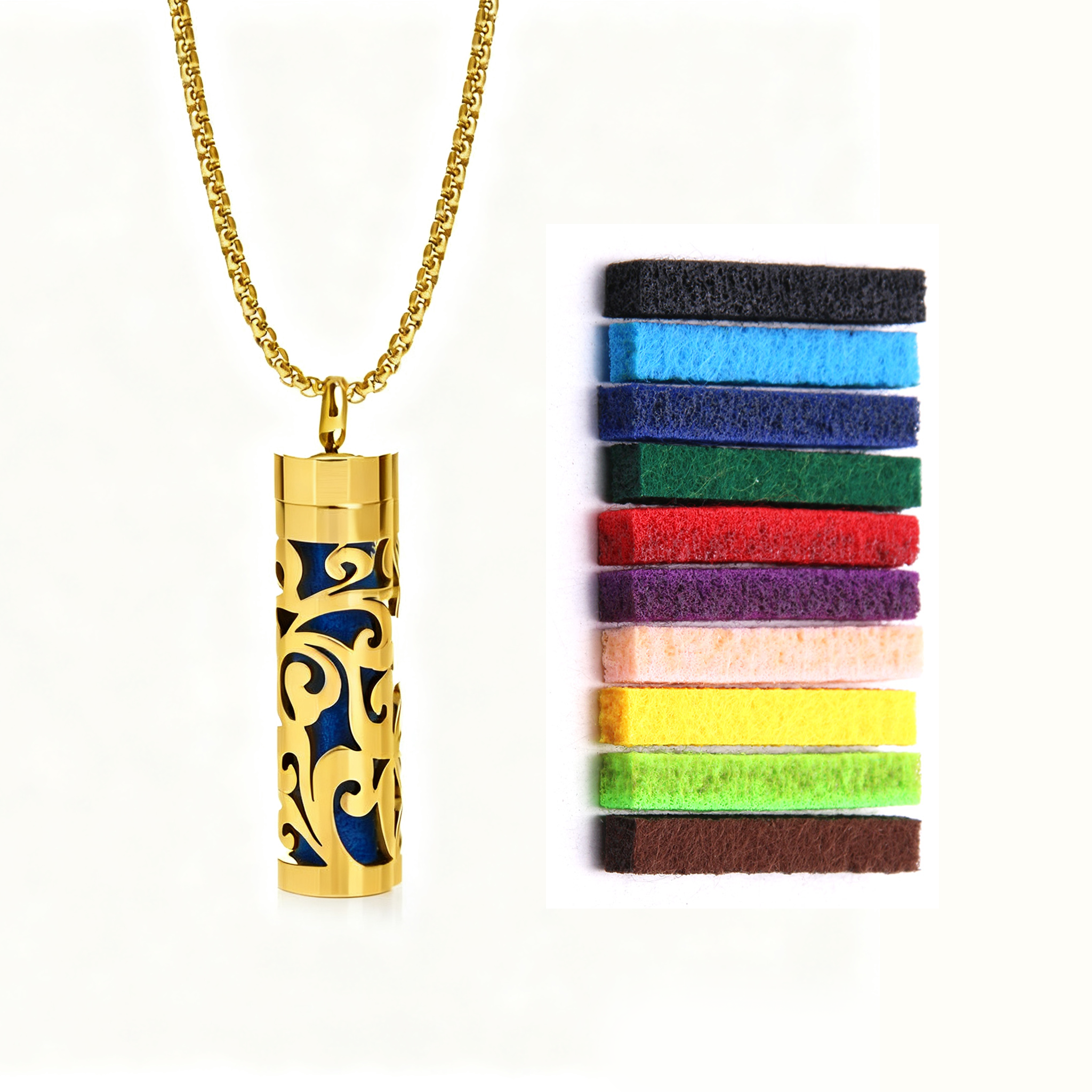 Gold Aromatherapy Necklace | Refillable Perfume Diffuser Pendant in 316L Stainless Steel