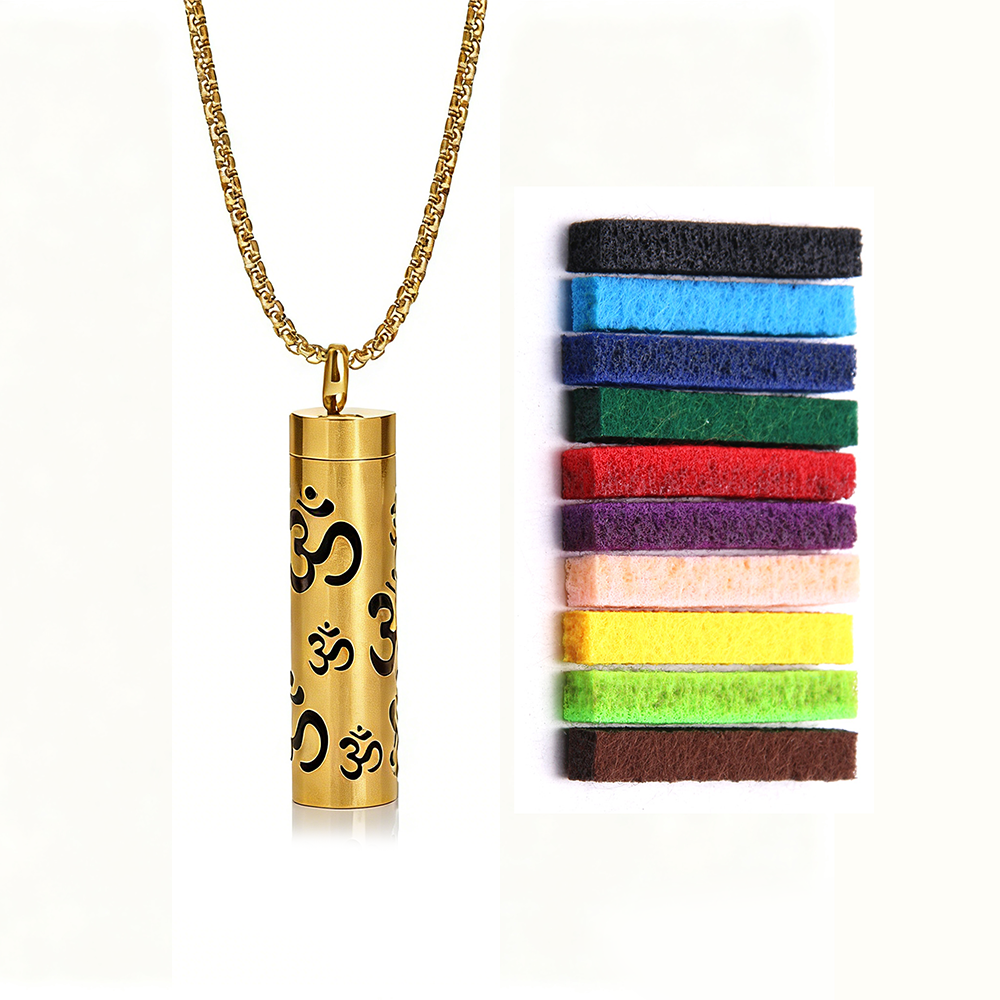 Gold Aromatherapy Necklace | Refillable Perfume Diffuser Pendant in 316L Stainless Steel