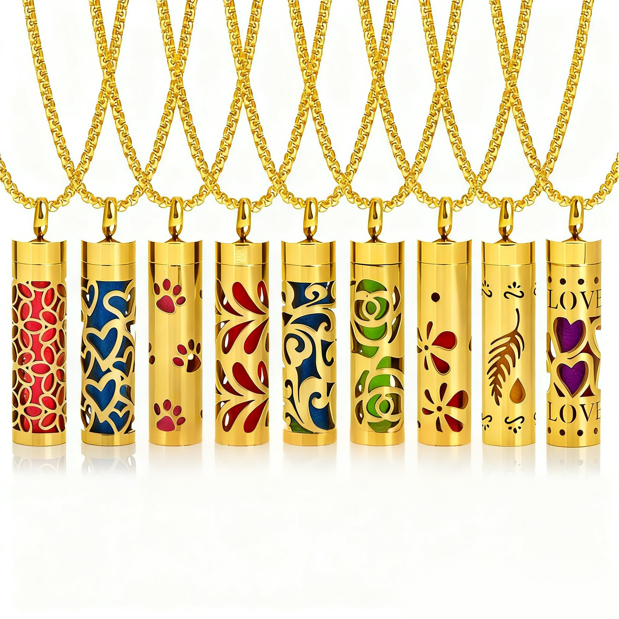 Gold Aromatherapy Necklace | Refillable Perfume Diffuser Pendant in 316L Stainless Steel