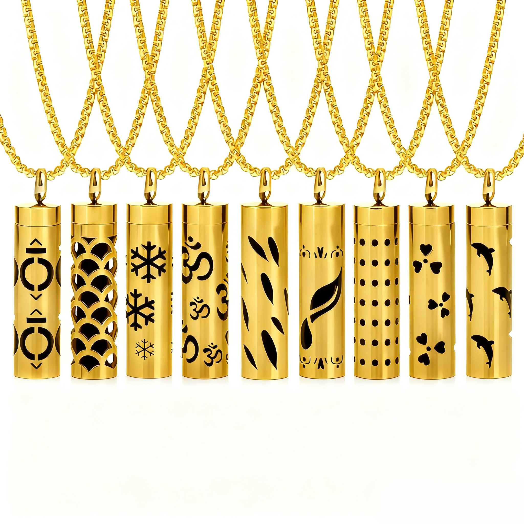 Gold Aromatherapy Necklace | Refillable Perfume Diffuser Pendant in 316L Stainless Steel