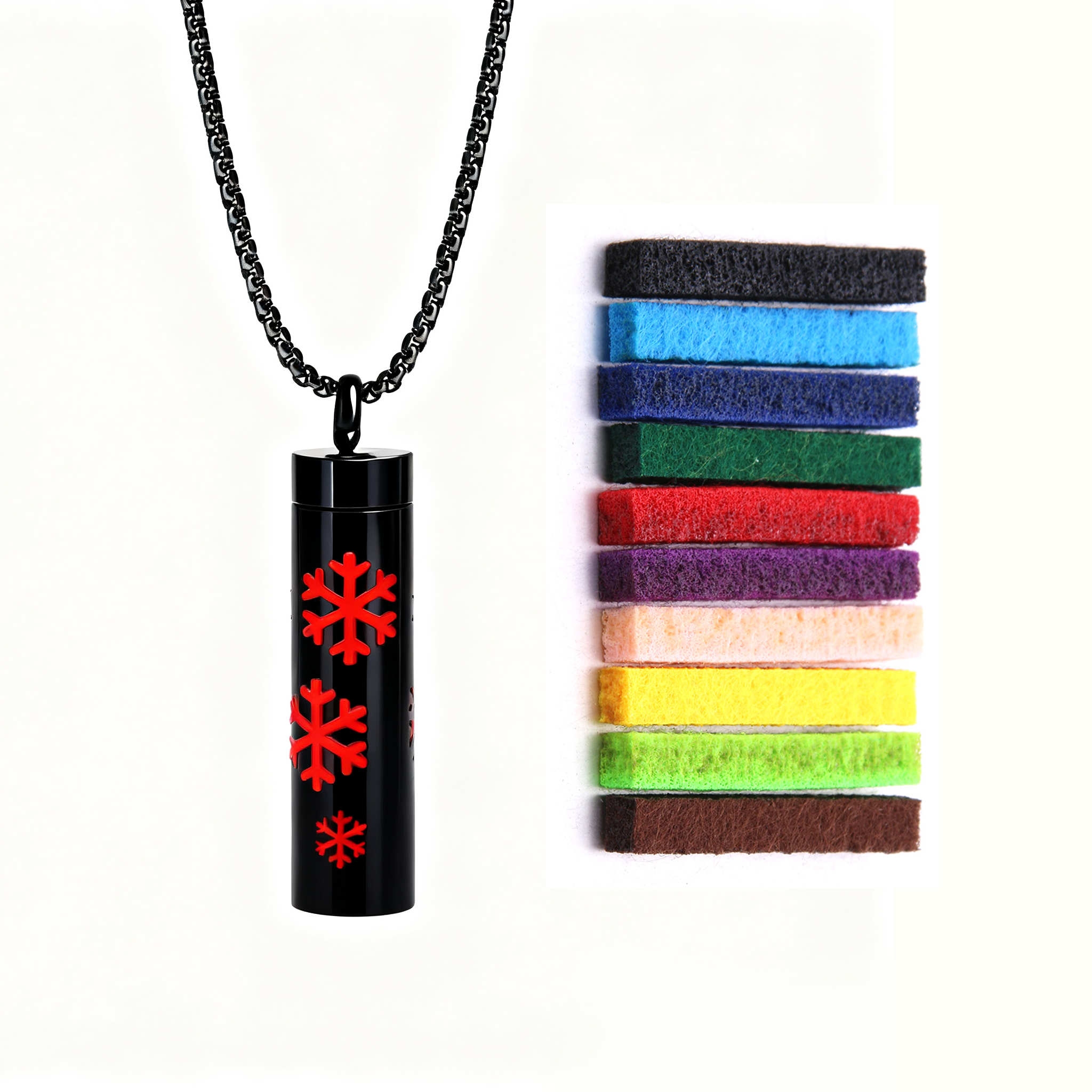 Black Aromatherapy Necklace | Refillable Perfume Diffuser Pendant in 316L Stainless Steel