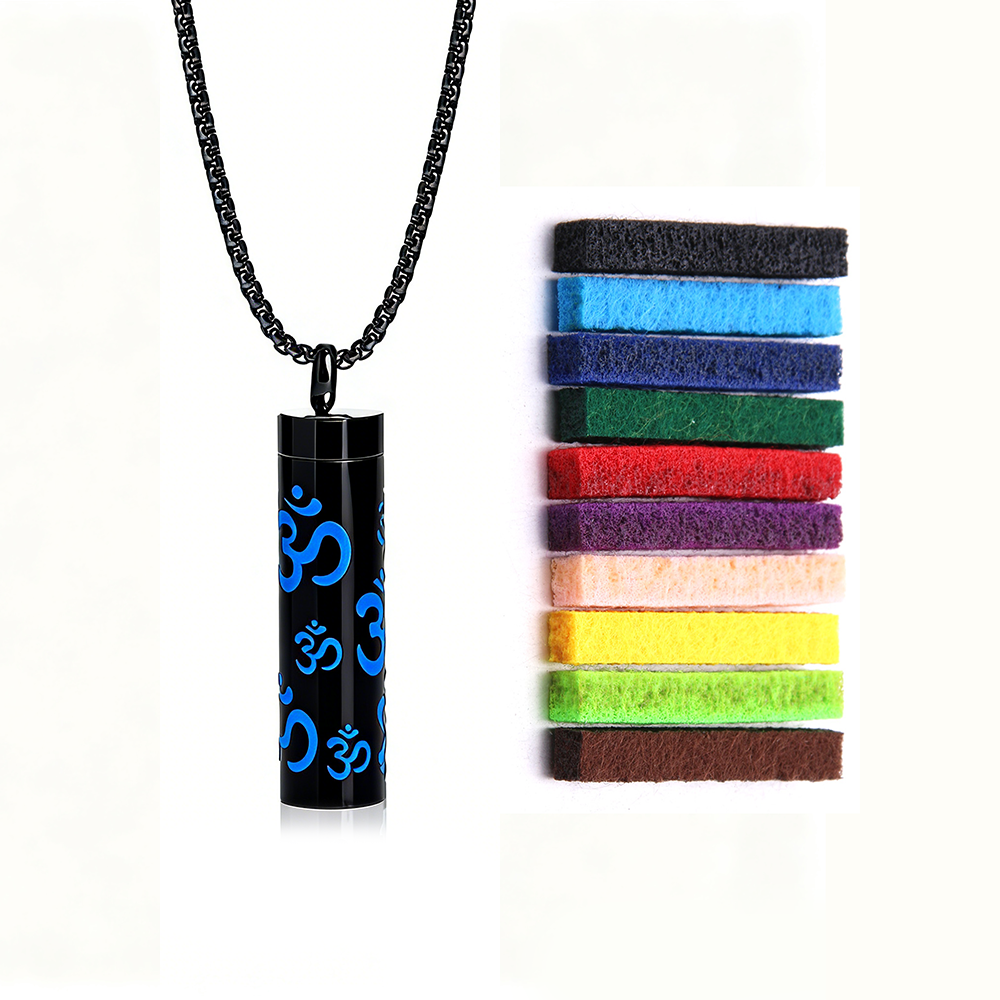 Black Aromatherapy Necklace | Refillable Perfume Diffuser Pendant in 316L Stainless Steel