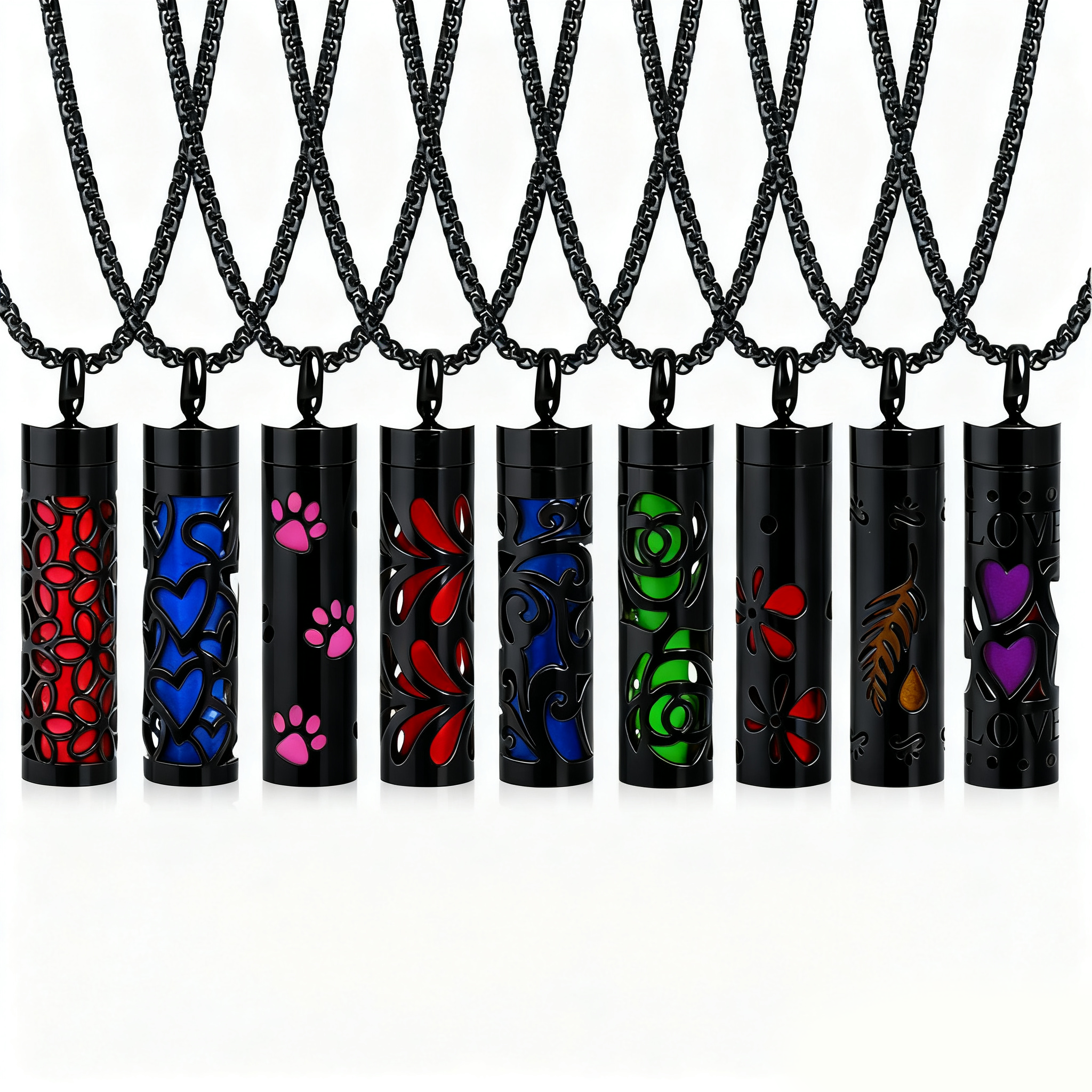 Black Aromatherapy Necklace | Refillable Perfume Diffuser Pendant in 316L Stainless Steel