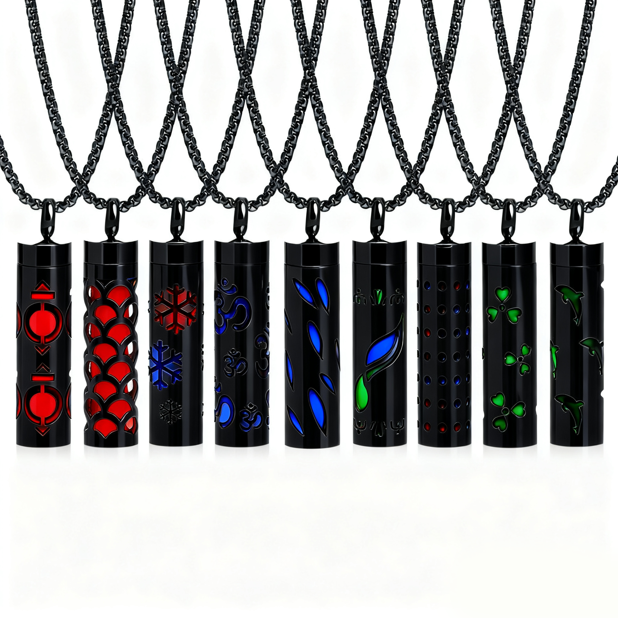 Black Aromatherapy Necklace | Refillable Perfume Diffuser Pendant in 316L Stainless Steel
