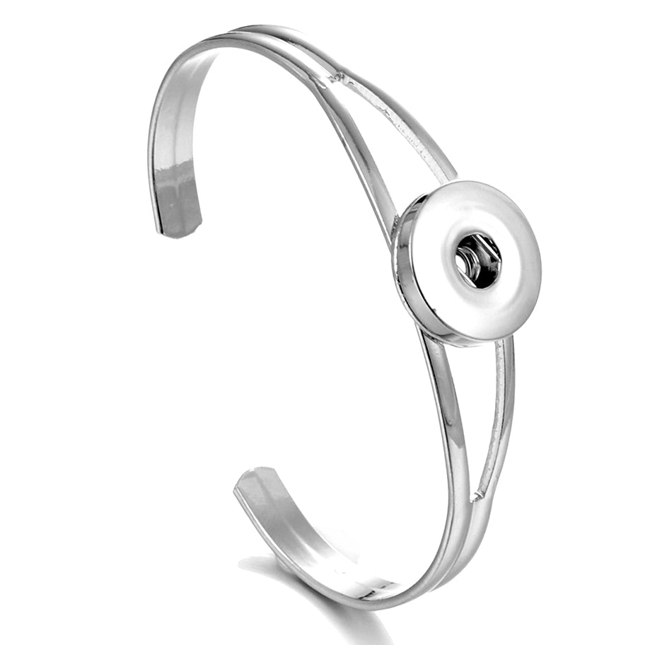 Minimalist Silver Snap Cuff Bracelet | Interchangeable Charm Jewelry
