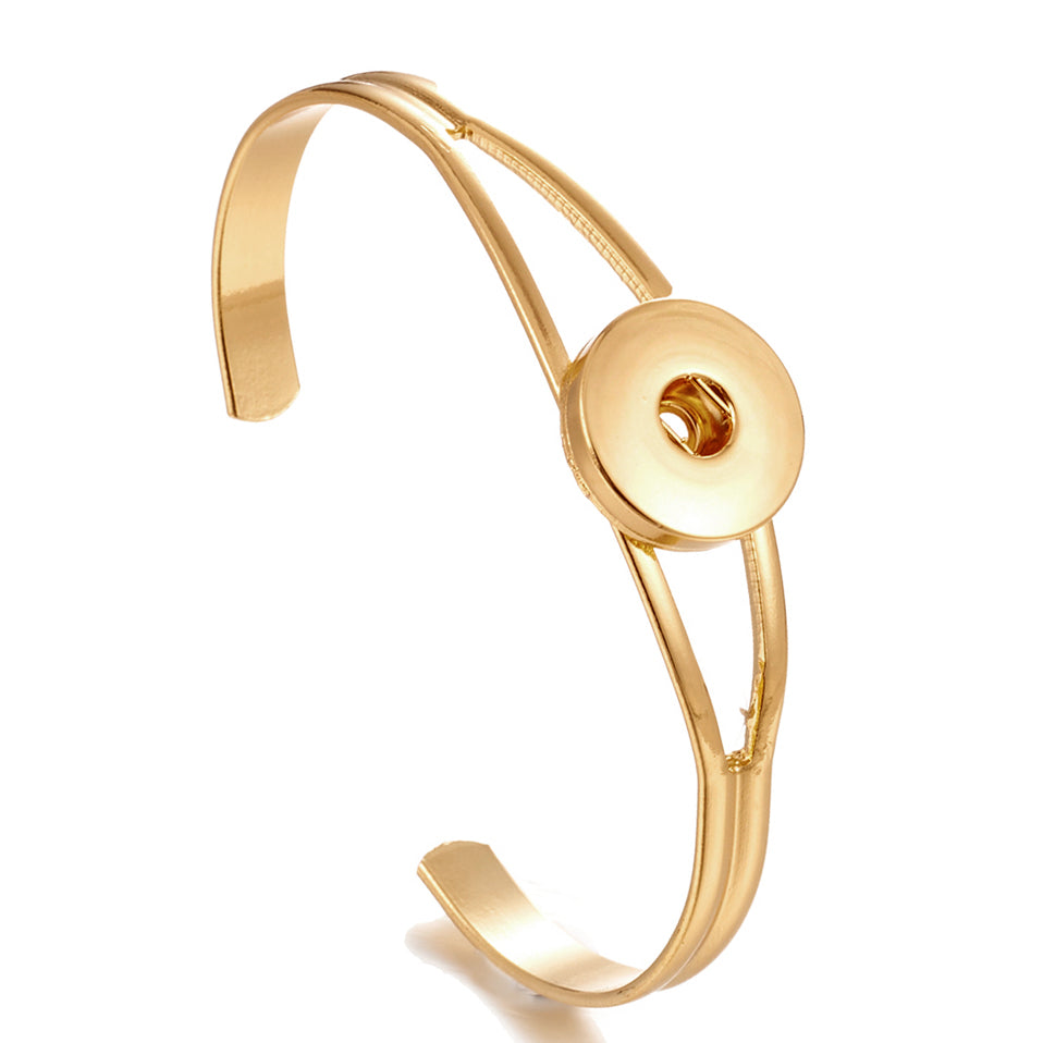 Minimalist Silver Snap Cuff Bracelet | Interchangeable Charm Jewelry