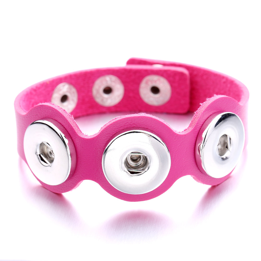 Rugged Hand‑Craft Leather Snap Bracelet | Triple Charm Wrist Cuff