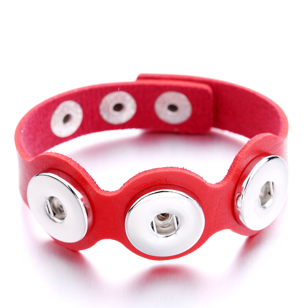 Rugged Hand‑Craft Leather Snap Bracelet | Triple Charm Wrist Cuff