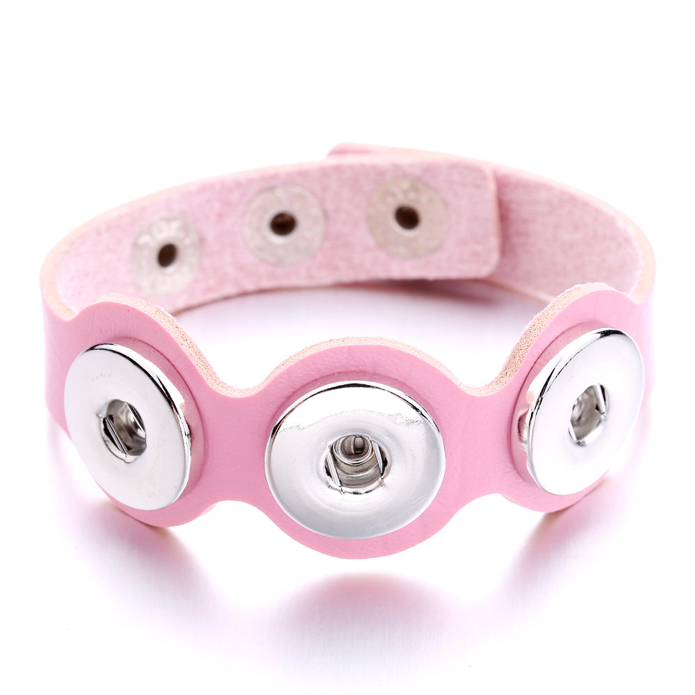 Rugged Hand‑Craft Leather Snap Bracelet | Triple Charm Wrist Cuff