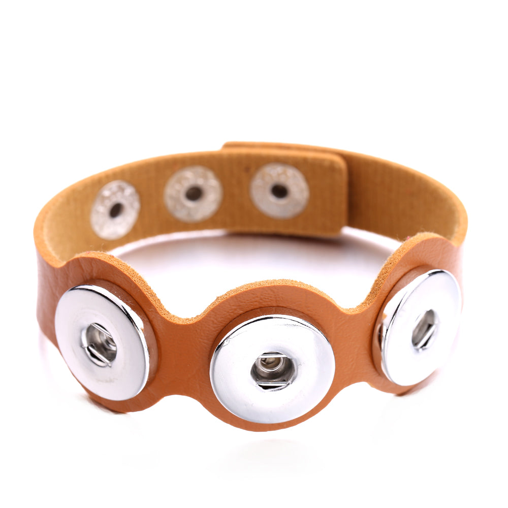 Rugged Hand‑Craft Leather Snap Bracelet | Triple Charm Wrist Cuff