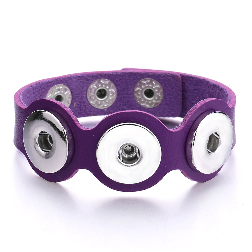 Rugged Hand‑Craft Leather Snap Bracelet | Triple Charm Wrist Cuff