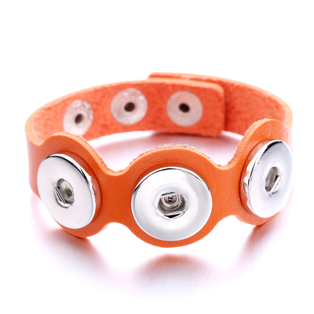Rugged Hand‑Craft Leather Snap Bracelet | Triple Charm Wrist Cuff