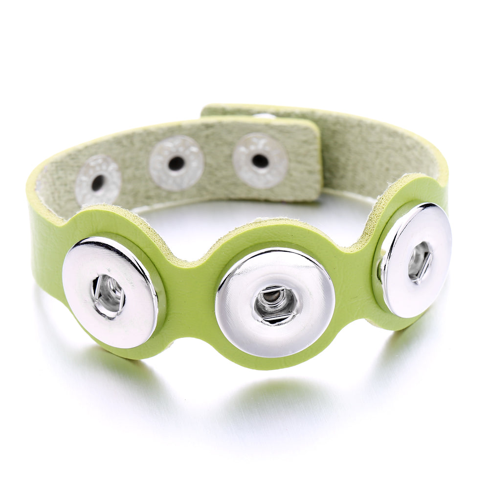 Rugged Hand‑Craft Leather Snap Bracelet | Triple Charm Wrist Cuff