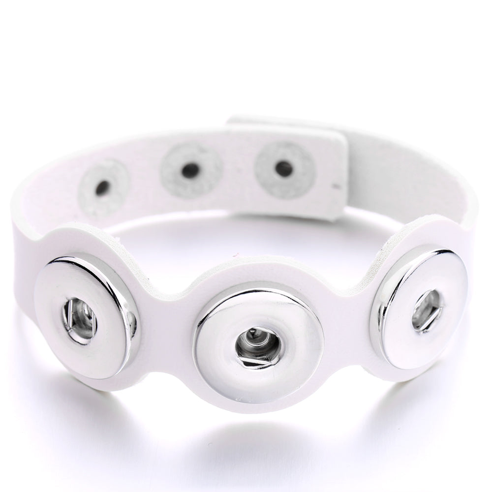 Rugged Hand‑Craft Leather Snap Bracelet | Triple Charm Wrist Cuff