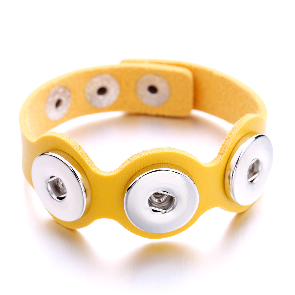 Rugged Hand‑Craft Leather Snap Bracelet | Triple Charm Wrist Cuff