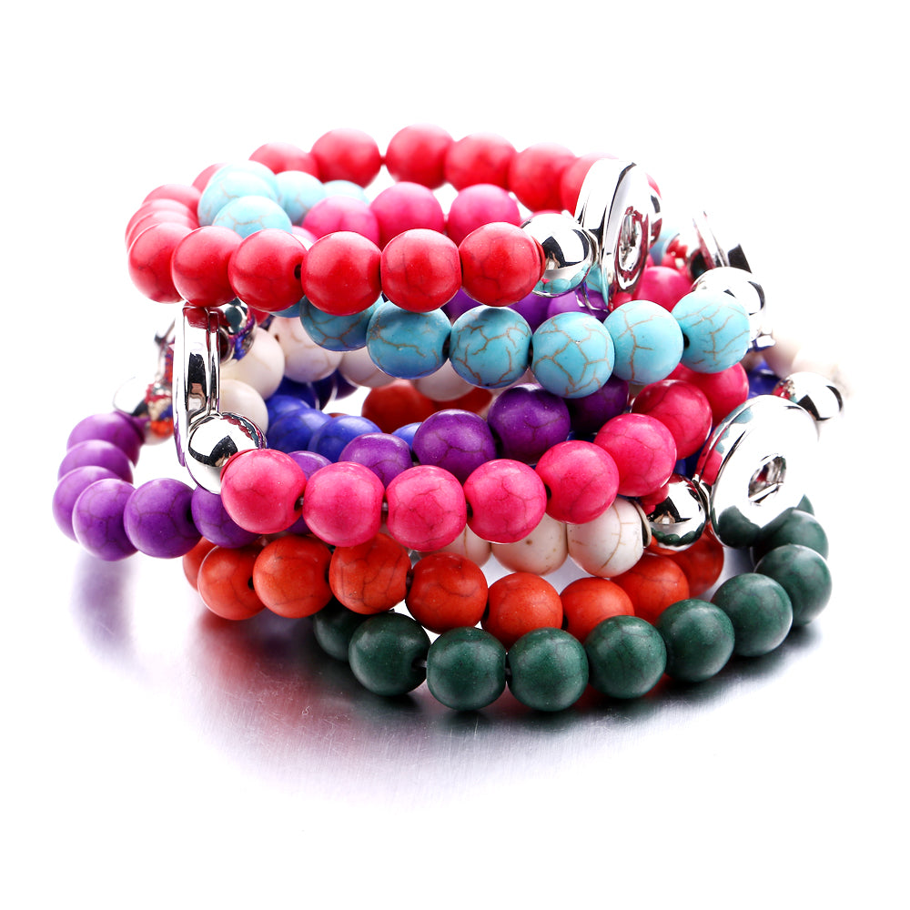 Turquoise Stone Snap Bracelet | Personalized Charm Jewelry