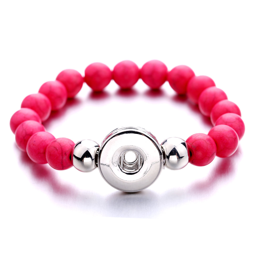Turquoise Stone Snap Bracelet | Personalized Charm Jewelry
