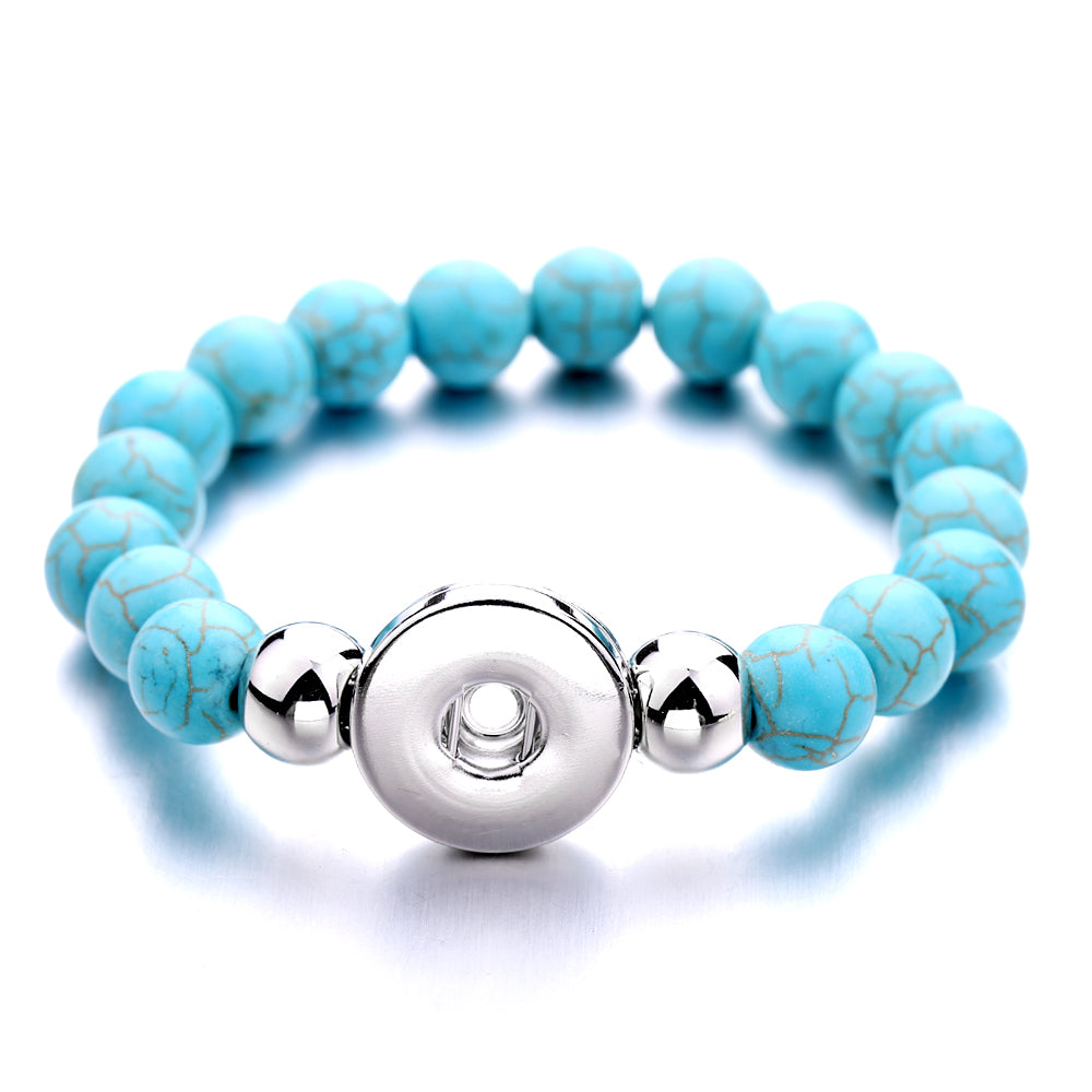 Turquoise Stone Snap Bracelet | Personalized Charm Jewelry