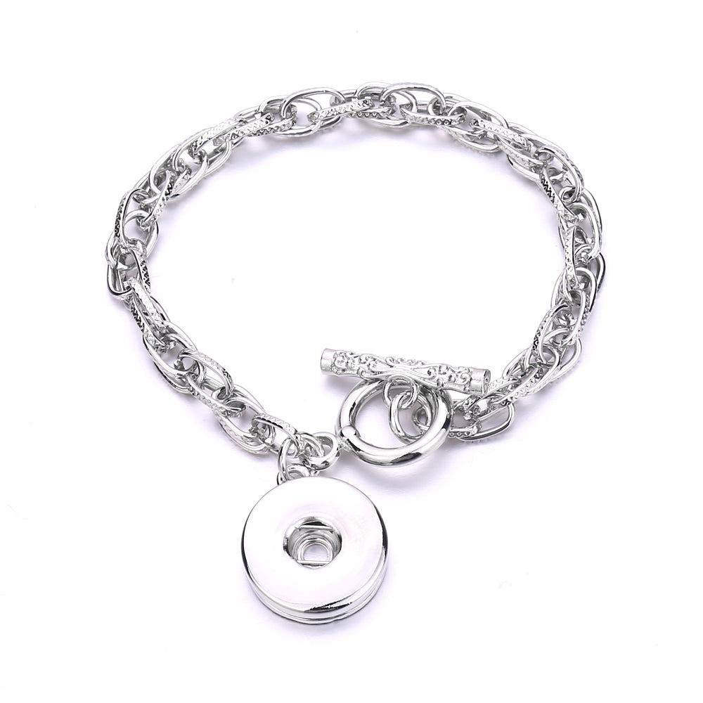 Silver Chain Charm Bracelet | Interchangeable Snap Jewelry