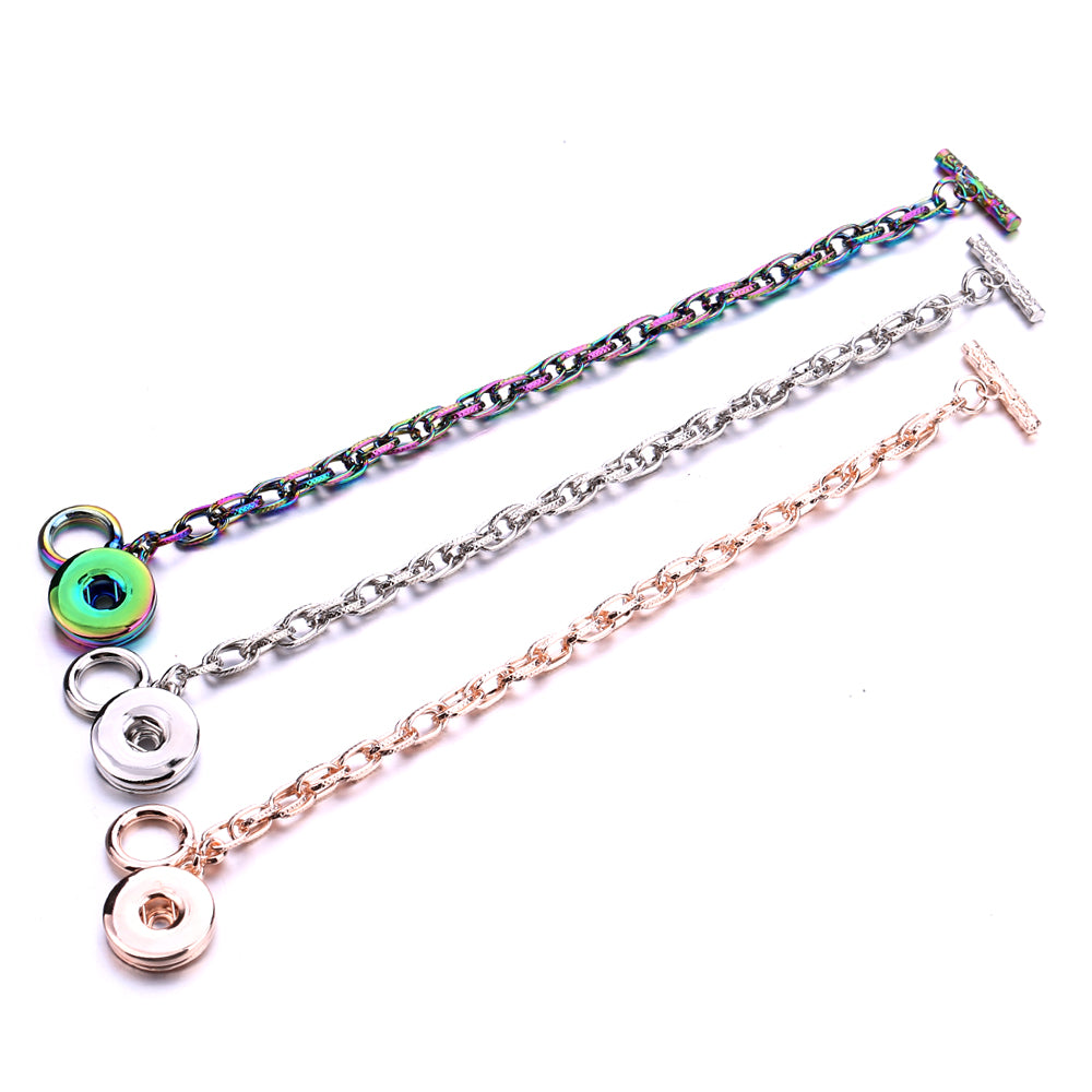 Silver Chain Charm Bracelet | Interchangeable Snap Jewelry
