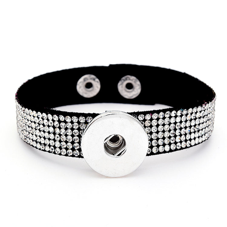 Rhinestone Snap Bracelet | Personalized Charm Jewelry with Glamour