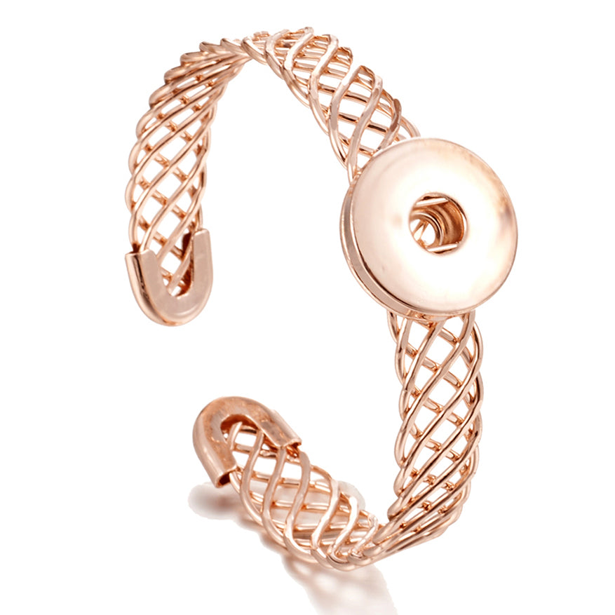 Twisted Wire Cuff Bracelet | 18mm Snap Button Bangle, Interchangeable Charm Jewelry
