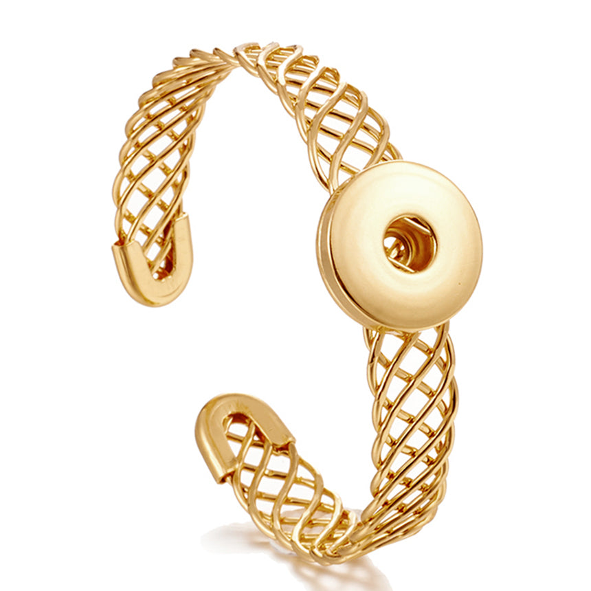 Twisted Wire Cuff Bracelet | 18mm Snap Button Bangle, Interchangeable Charm Jewelry