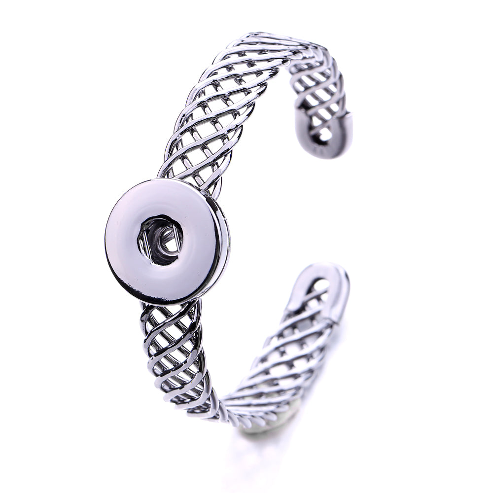 Twisted Wire Cuff Bracelet | 18mm Snap Button Bangle, Interchangeable Charm Jewelry