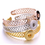 Twisted Wire Cuff Bracelet | 18mm Snap Button Bangle, Interchangeable Charm Jewelry