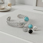 Twisted Wire Cuff Bracelet | 18mm Snap Button Bangle, Interchangeable Charm Jewelry